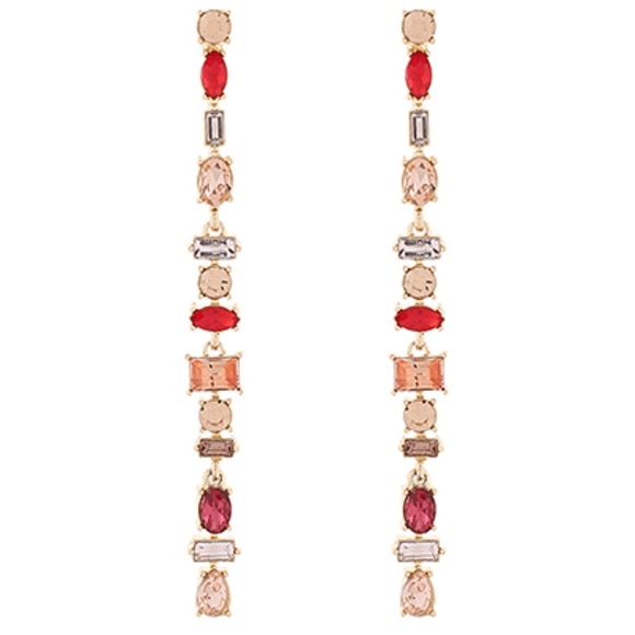 Linear Multi Shape Stone Earrings - Picture 1 of 2